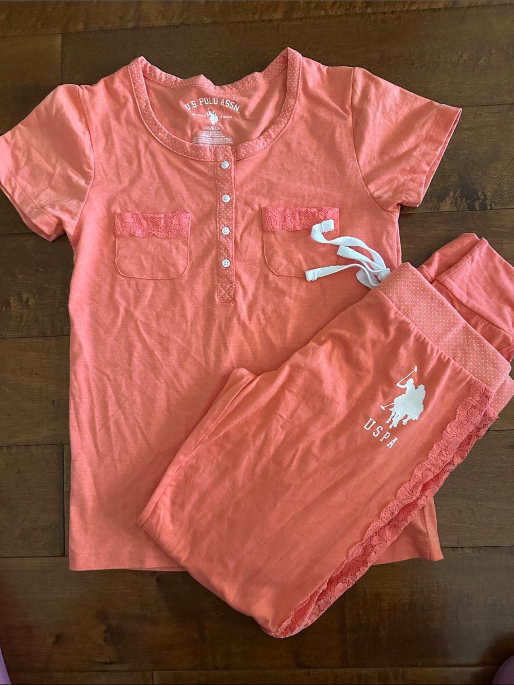 U.S. Polo Assn. Coral Short Sleeve Pajama Set